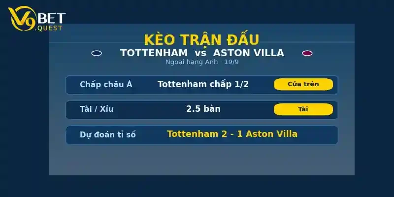 Kèo trận đấu Tottenham vs Aston Villa