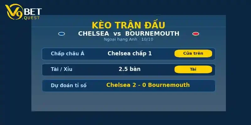 Kèo trận đấu Chelsea vs Bournemouth