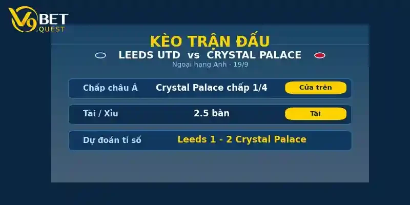 Soi kèo Leeds vs Crystal Palace 21h00 ngày 19/9 – Vòng 3 Ngoại hạng Anh 2 Kèo trận đấu Leeds vs Crystal Palace